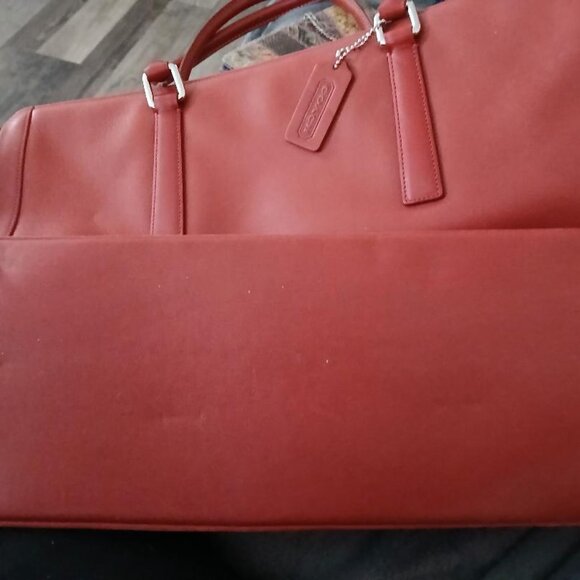 RARE Coach C2S 9426 Tote Shoulder Bag Leather Zip Top Tote Bag RED Satchel - Picture 6 of 6